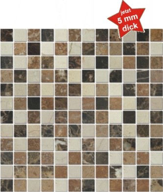 Bild von Marmor Mosaikfliesen Crema Marfil Noce Emperador 2,3x2,3x0,5cm