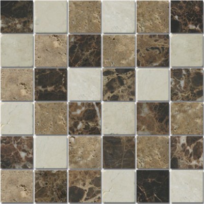 Bild von Marmor Mosaikfliesen Botticino Noce Emperador 4,8x4,8x0,8