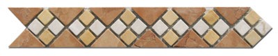 Bild von Bordüre Marmor Mosaik 30x5x0,8 cm Rosso Verona, Botticino, Golden Beige