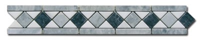 Bild von Bordüre Marmor Mosaik 30x5x0,8 cm Grün, Weiß, Grau - Quadrate, Dreiecke, Stäbchen