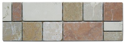 Bild von Bordüre Marmor Mosaik 30x10x0,8 cm Rosso Verona, Biancone, Botticino, Giallo Reale