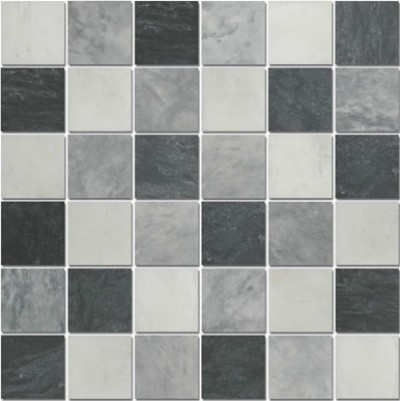 Bild von Marmor Mosaikfliesen Oriental White, Grey Black 4,8x4,8x0,8