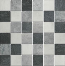 Bild von Marmor Mosaikfliesen Oriental White, Grey Black 4,8x4,8x0,8