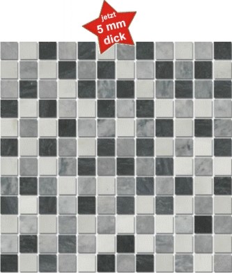 Bild von Marmor Mosaikfliesen Oriental White, Grey Black 2,3x2,3x0,5cm