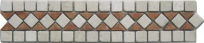 Bild von Bordüre Marmor Mosaik 30,5x6,5x0,8 cm Botticino, Rosso Verona