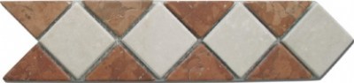 Bild von Bordüre Marmor Mosaik 28x7x0,8 cm Botticino, Rosso Verona