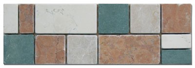 Bild von Bordüre Marmor Mosaik 30x10x0,8 cm Rosso Verona, Biancone, Botticino, Verde B.