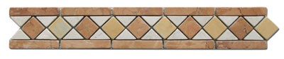Bild von Bordüre Marmor Mosaik - Rosso Verona, Botticino - Quadrate, Stäbchen