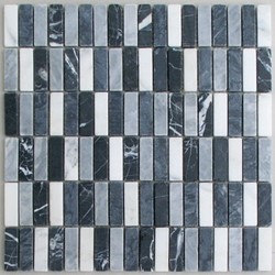 Bild von Marmor Mosaikfliesen Nero Marqinia, Grey Black 1,5x4,9x0,8cm