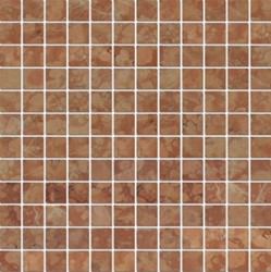 Bild von Marmor Mosaikfliesen Rosso Verona kanten geschnitten 2,3x2,3x1cm