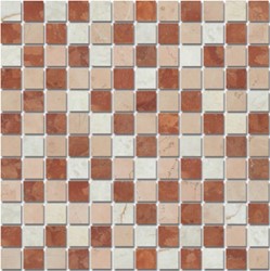 Bild von Marmor Mosaikfliesen Rosso Verona, Botticino, Rosa Perlino 2,3x2,3x0,8cm