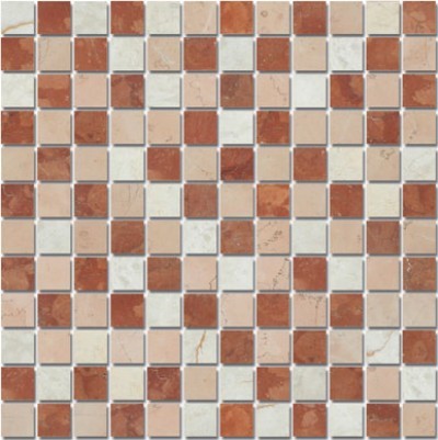 Bild von Marmor Mosaikfliesen Rosso Verona, Botticino, Rosa Perlino 2,3x2,3x0,8cm