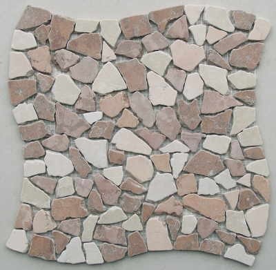 Bild von Bruchmosaik Fliese Rosso Verona Rosa Perlino Botticino antik 30x30x0,8