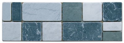 Bild von Bordüre Marmor Mosaik 30x10x0,8 cm Nero Marquinia, Bianco Carrara, Bardiglio, Schiefer