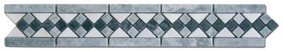 Bild von Bordüre Marmor Mosaik 30x5x0,8 cm Grün, Weiß, Grau mit Stäbchen eingefasst