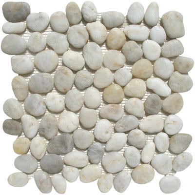 Bild von Kieselsteine Weiß rund auf Netz 30x30x1,4