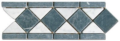 Bild von Bordüre Marmor Mosaik 28x10x0,8 cm Nero Marqinia, Bianco Carrara