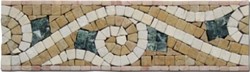 Bild von Bordüre Marmor Mosaik 25x7x0,8 cm China Beige, Verde Alpi, Giallo Reale