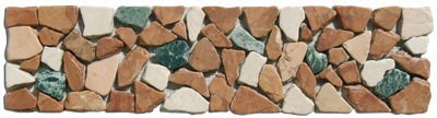 Bild von Mosaik Bordüren Bruchsteine Rosso Verona Botticino Verde Alpi Rosa Perlino 30x7,5x0,8