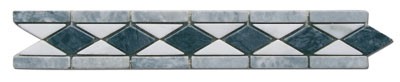 Bild von Bordüre Marmor Mosaik 30x5x0,8 cm Grün, Weiß, Grau Rauten mit Stäbchen eingefasst