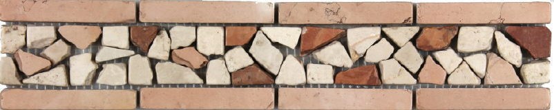 Bild von Marmor-Bordüre Bruchstein antik 30x6x0,8cm Rot-Beige